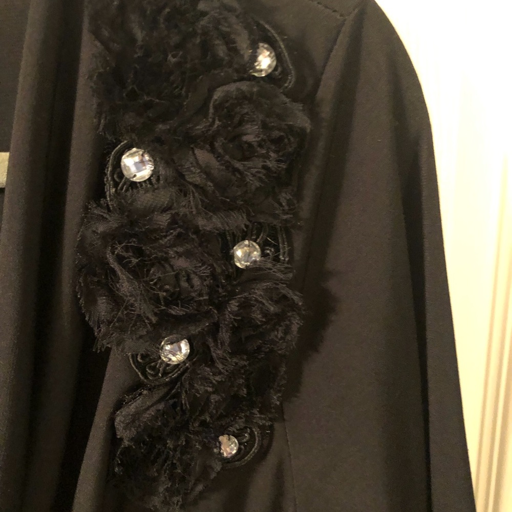 Gorgeous Rhinestone accent, Draped front, 3/4 sleeve,size 14, black, gently worn